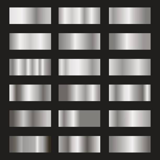 satz von silver gradient hintergrund textur metallischen vektorgrafik - silberfarbiger hintergrund stock-grafiken, -clipart, -cartoons und -symbole