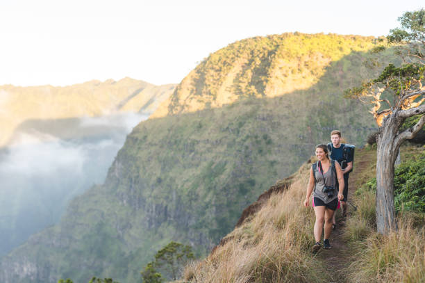 istock Young couple hiking in Hawaiian mountains 846511242