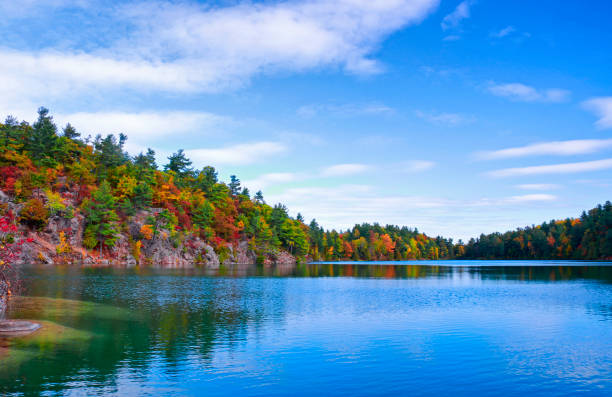 the  quabbin reservoir  in ware massachusetts seen through  the trees