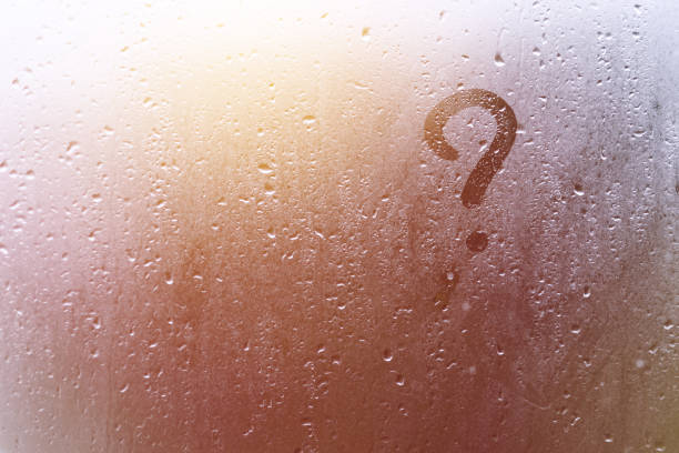 istock Handwritten inscription question mark on the sweaty glass. 846517906
