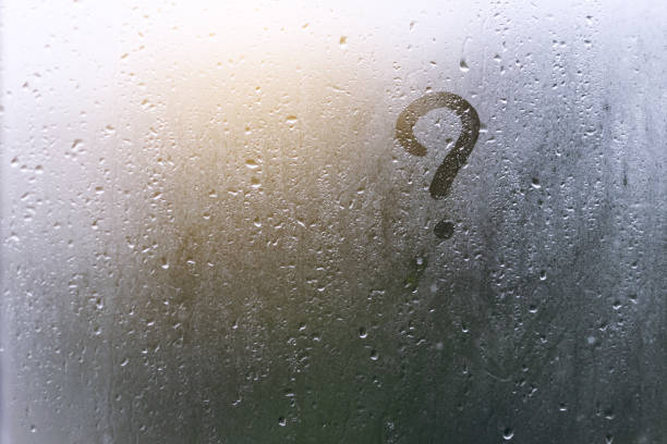 istock Handwritten inscription question mark on the sweaty glass. 846517934