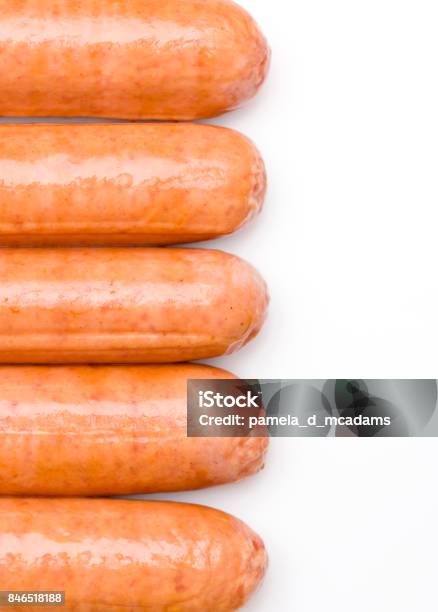 Hot Dogs Isolated On A White Background Stock Photo - Download Image Now - Barbecue - Meal, Block Shape, Bratwurst