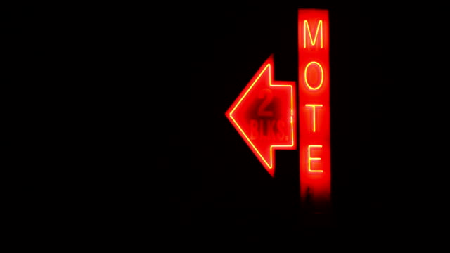 Lonely Lighted Motel Sign Red Neon Animated Rural Country