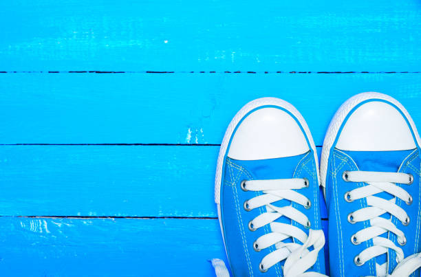 istock sport textile blue sneakers with white laces 846519066