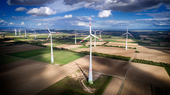 Wind turbine park - aerial view