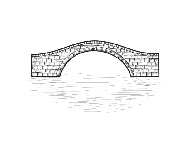 illustrations, cliparts, dessins animés et icônes de signe de petit pont de pierre isolée. gravure illustration rétro. - bridge stone bridge vector arch bridge
