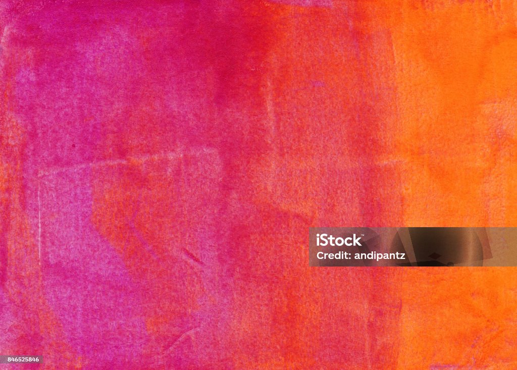 Gradient background of pink orange and yellow An hand painted background. The prominent colors are shades of vibrant shades of yellow, orange and pink There is a slight gradient of color with mottled texture throughout the painting. Pink Color Stock Photo