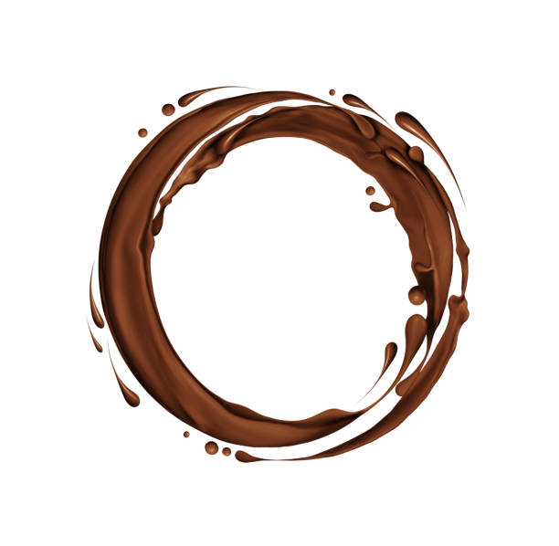 splashes of chocolate in a circular motion, isolated on white background - drink close up dairy product flowing imagens e fotografias de stock