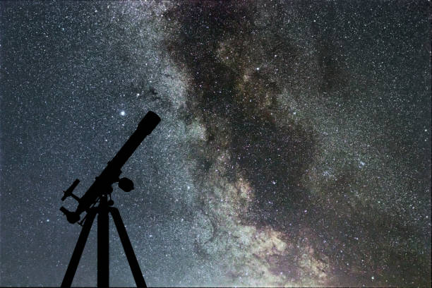 istock Silhouette of Telescope, starry sky, milky way galaxy 846535038