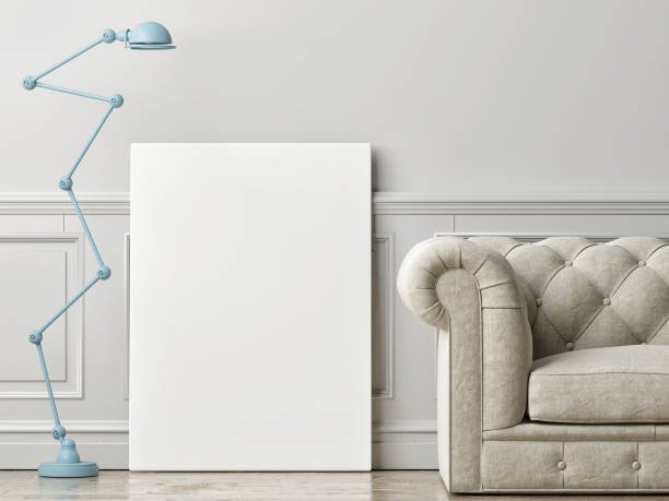 istock Mock up poster with sofa and lamp 846539850