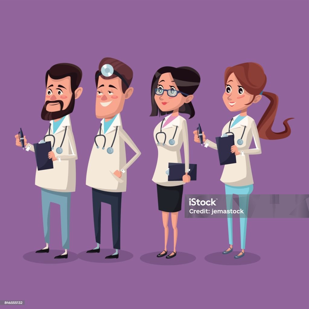 color background hospital medical staff team doctors color background hospital medical staff team doctors vector illustration Adult stock vector