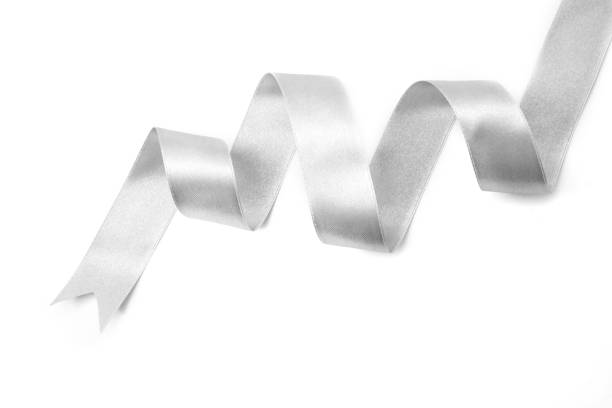 istock silver ribbon bow in bright silver white grey color isolated on white background 846565244