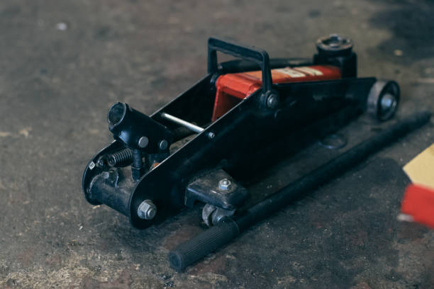 istock Jack screw in a car repair shop 846572930