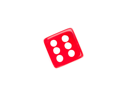 Dice designating a number six against a white background