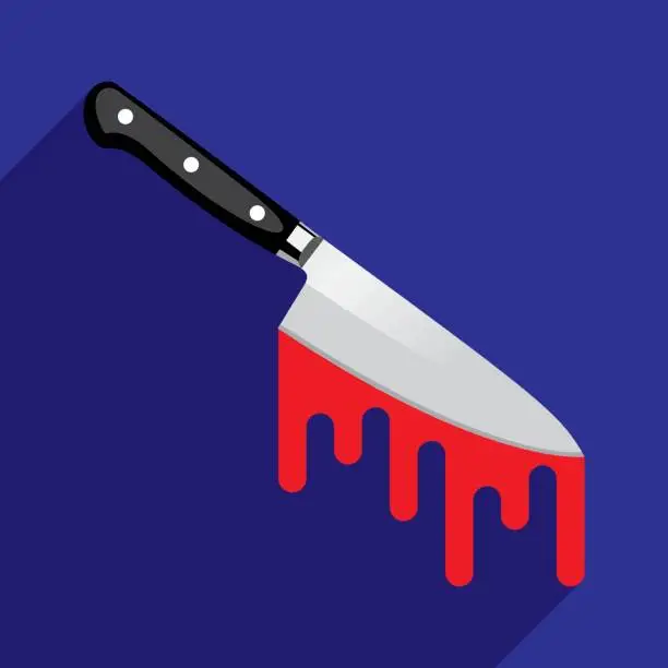 Vector illustration of Bloody Knife Icon Flat