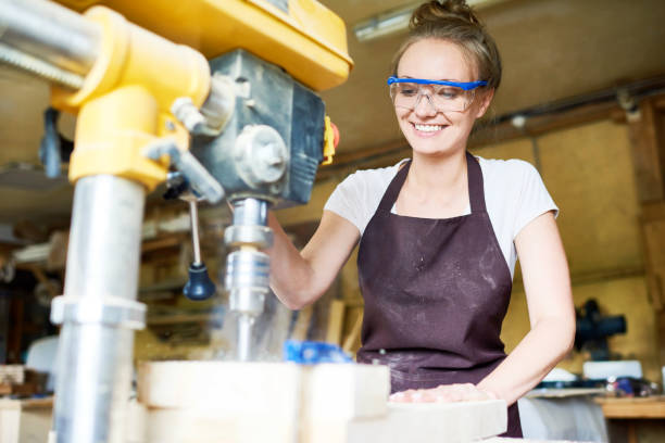 Portrait of Pretty Young Woodworker