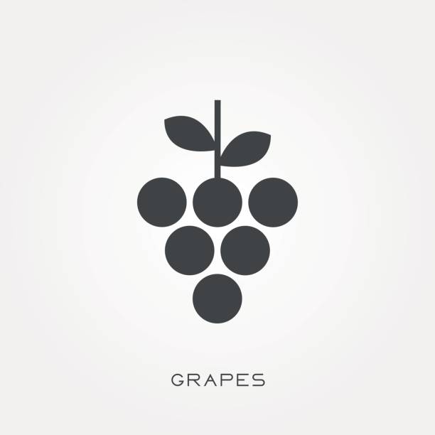 ilustraciones, imágenes clip art, dibujos animados e iconos de stock de uvas de icono de silueta - uva