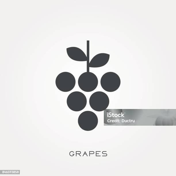 Silhouette Icon Grapes Stock Illustration - Download Image Now - Grape, Icon Symbol, Bunch