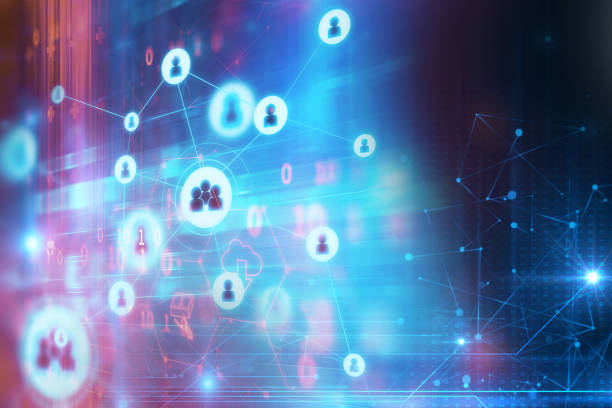 istock abstract illustration background with user icon and connecting dots . 846602574