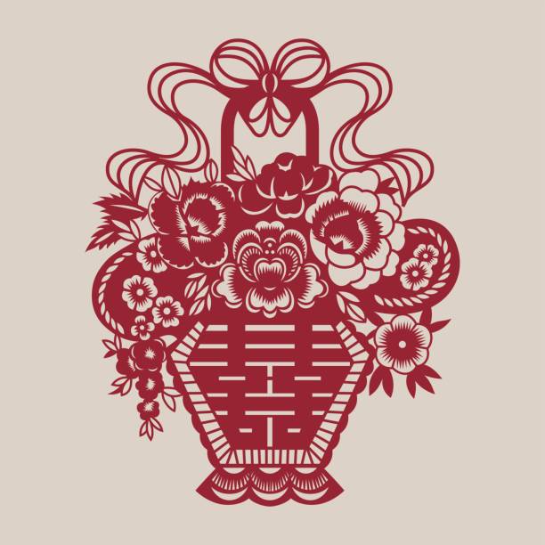 ダブル happiness(chinese traditional paper-cut art)-11 - symmetry happiness symbol wedding点のイラスト素材／クリップアート素材／マンガ素材／アイコン素材