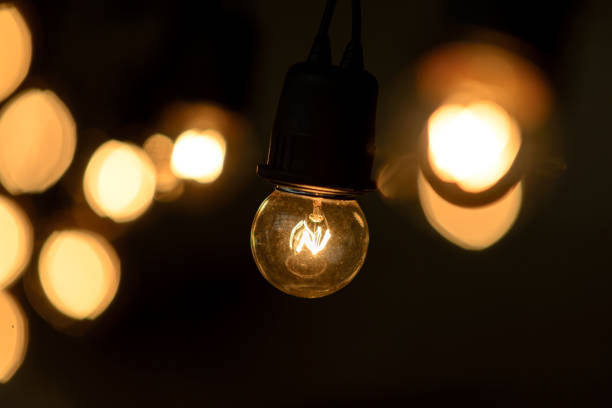 istock Retro light bulb hanging with dark space background for your decoration, concept of creativity 846619876