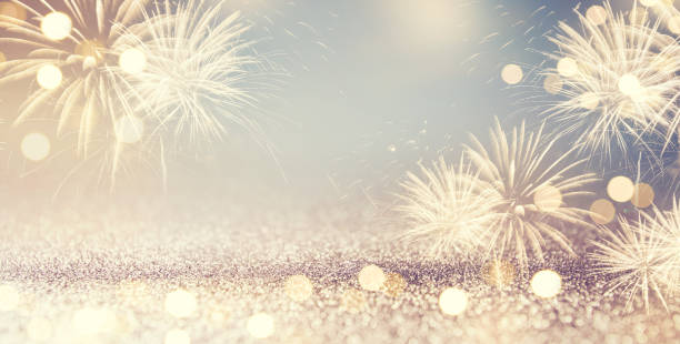 istock Fireworks and bokeh in New Year eve and space for text. Abstract background holiday. 846629528