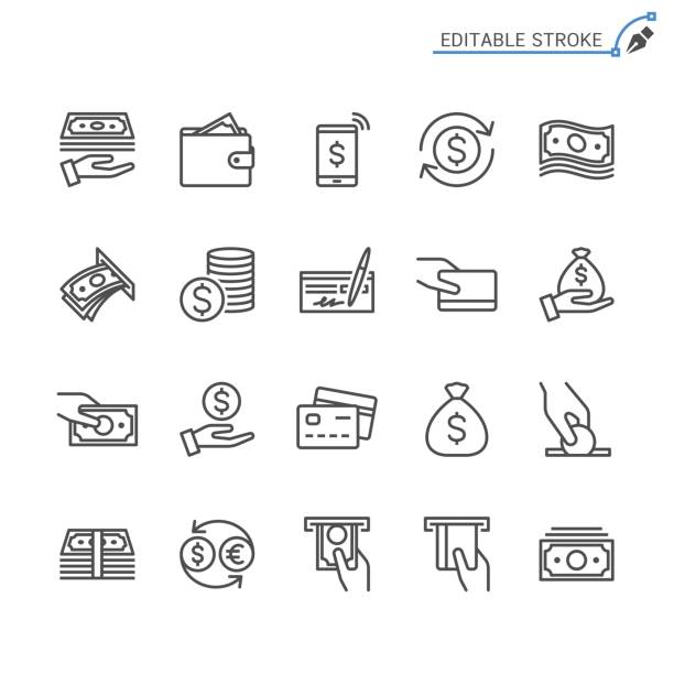 Money line icons. Editable stroke. Pixel perfect. Simple vector line Icons. Editable stroke. Pixel perfect. banking symbols stock illustrations