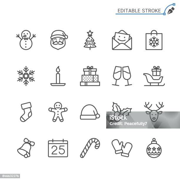 Christmas Line Icons Editable Stroke Pixel Perfect Stock Illustration - Download Image Now