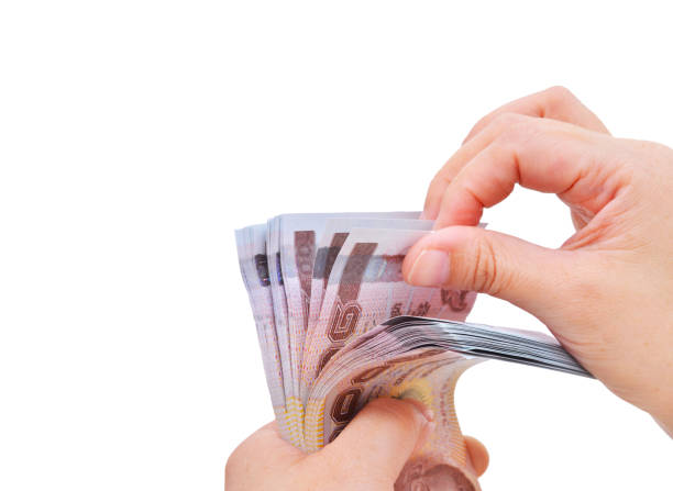 タイのお金 1000 バーツ紙幣 - wages business person currency exchanging ストックフォトと画像