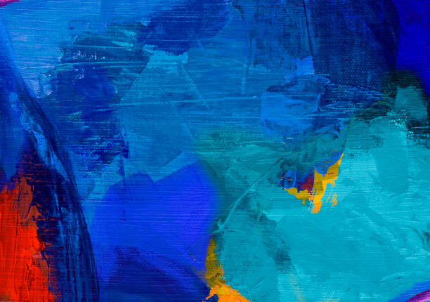 Close up view of abstract painting with acrylic colors on canvas, and expressive brush strokes, layers and texture. My own work