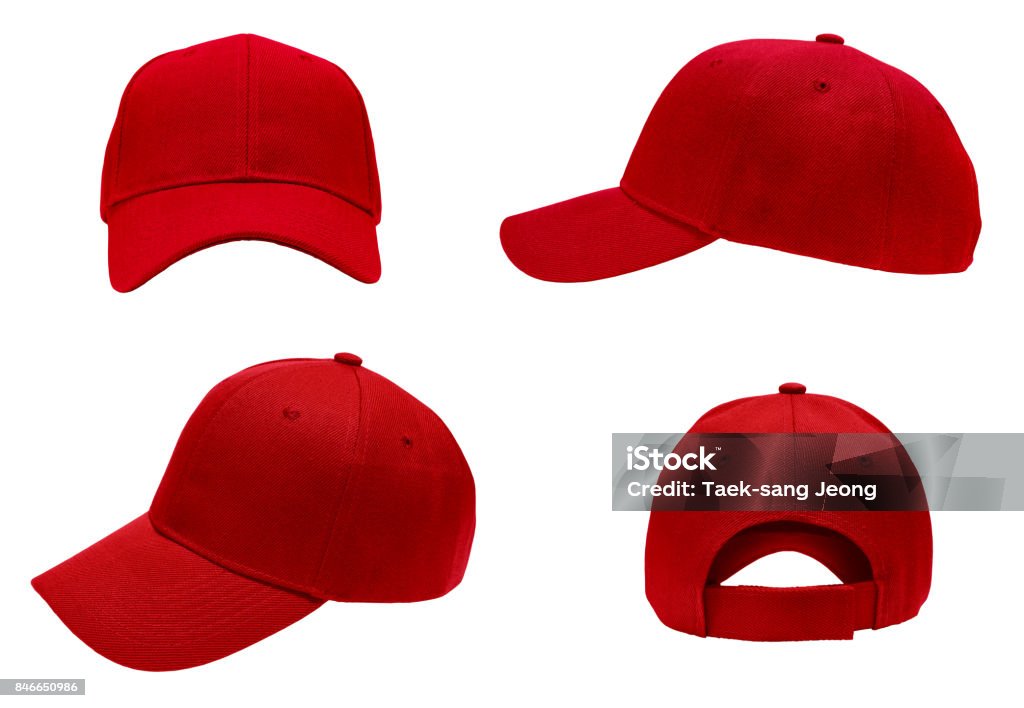 blanco rojo béisbol cap 4 ver - Foto de stock de Rojo libre de derechos