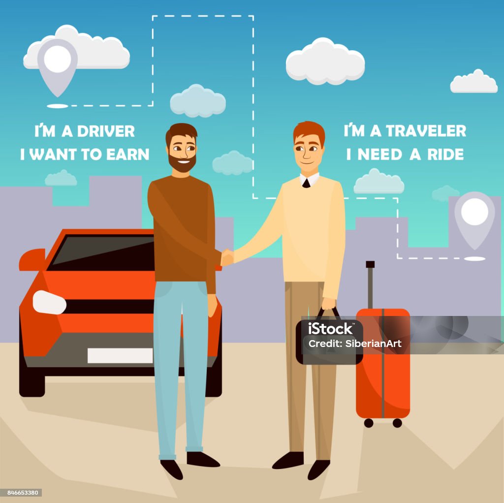 Carpool Draw Carpooling Concept Vector Illustration In Cartoon Style Carpool And Car ...