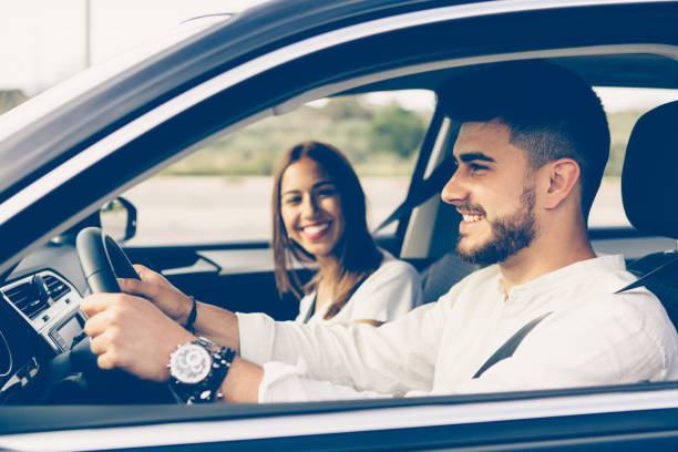 istock Profile of a happy man driving a car 846657556