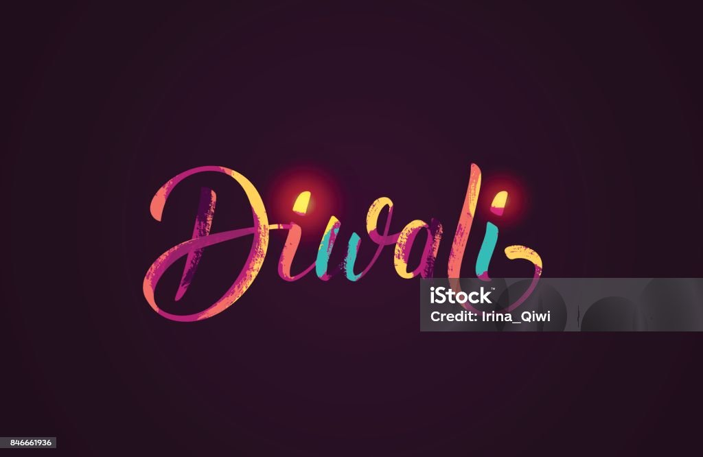 Happy Diwali colorful calligraphic lettering poster. Happy Diwali colorful calligraphic lettering poster. Colorful hand written font with paint/ink splatters. Vector illustration Diwali stock vector