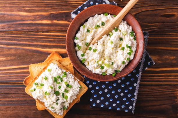istock Goat cream cheese with green onions, dip sauce 846665352