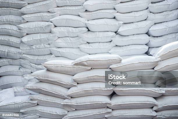 Stacking Of Wheat Bags On Truck Move To Warehouse Stock Photo - Download Image Now - Bag, Seed, Sack