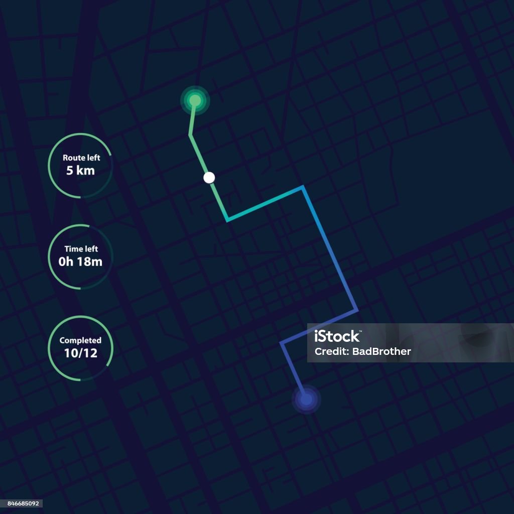 GPS Navigation, Tracking Dashboard interface. Dashboard theme creative infographic of city map navigation. Showing movement and location on the streets of the city. Vector concept. Map stock vector