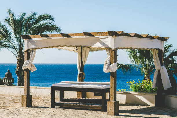 istock Relaxation area. Massage on the beach 846689882