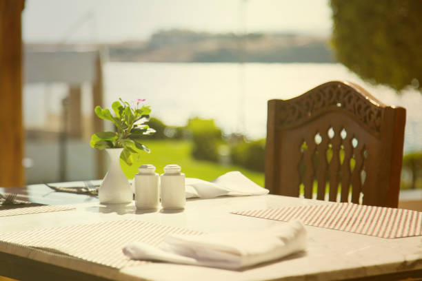 istock Summer terrace of the restaurant. Served table 846690110