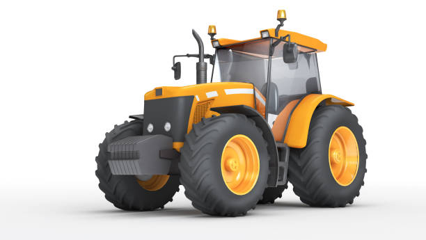 istock Wheel agricultural tracktor isolated on white background. Front side view 846692398