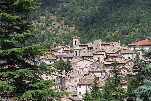View of Italian Scanno old town in province of L'Aquila the Abruzzo region