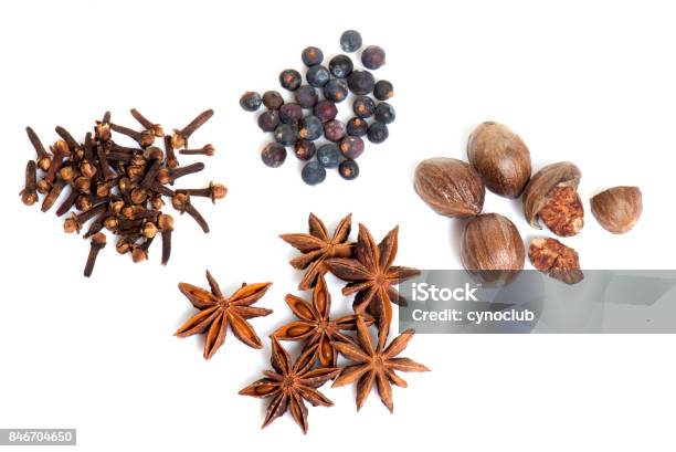 Four Spices Stock Photo - Download Image Now - Berry, Clove - Spice, Cut Out