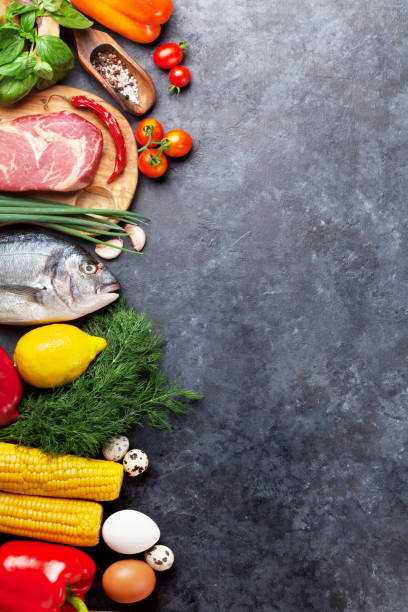 istock Vegetables, fish, meat and ingredients cooking 846707234