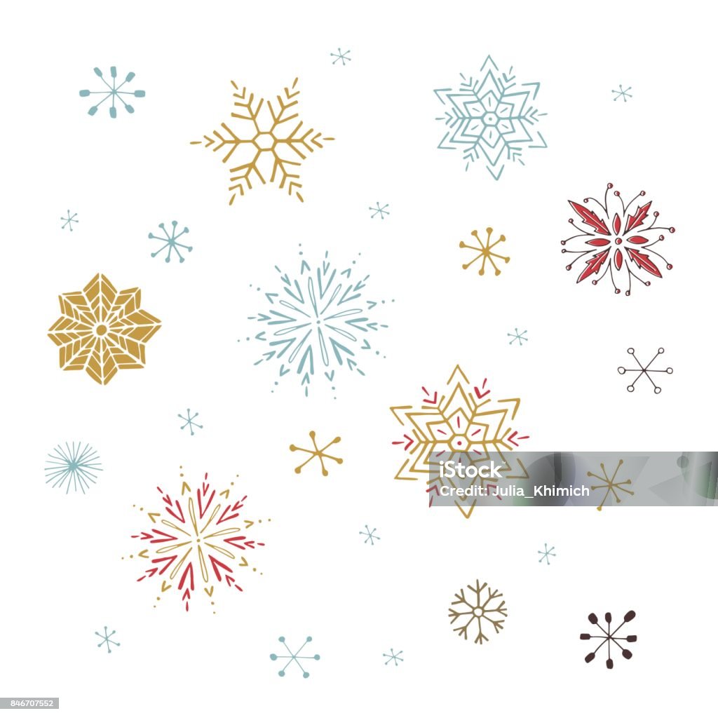 Vector set of snowflakes Vector hand drawn isolated elements, set of snowflakes. Simple modern design, scandinavian style. For winter holiday cards, decorations, templates. Part of a large Christmas and New Year collection. Christmas stock vector