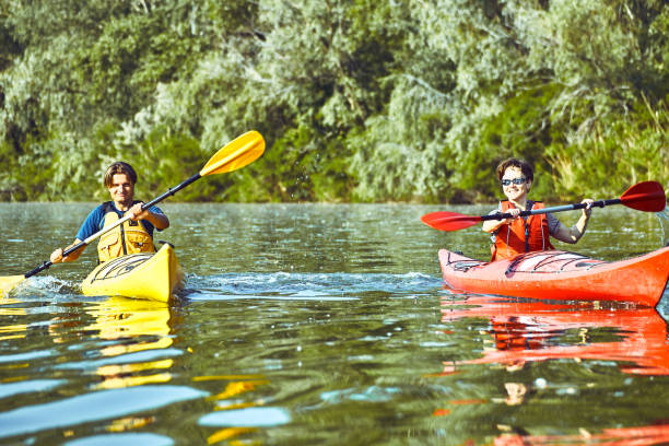 istock A canoe trip along the river along the forest in summer. 846708276