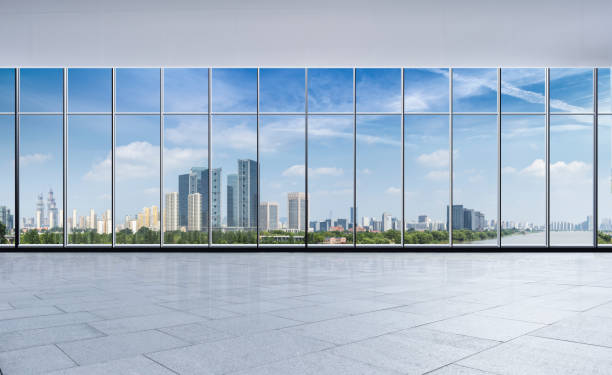 istock Panoramic skyline and buildings from glass window 846714426