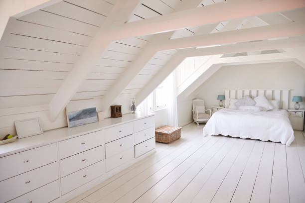 istock Interior View Of Beautiful Light And Airy White Bedroom 846714596