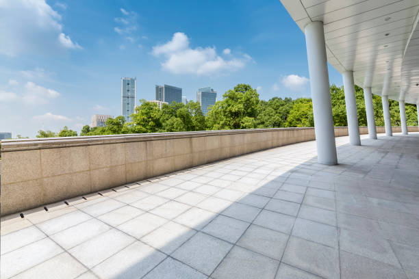 istock Panoramic skyline and buildings with empty concrete square floor 846714760
