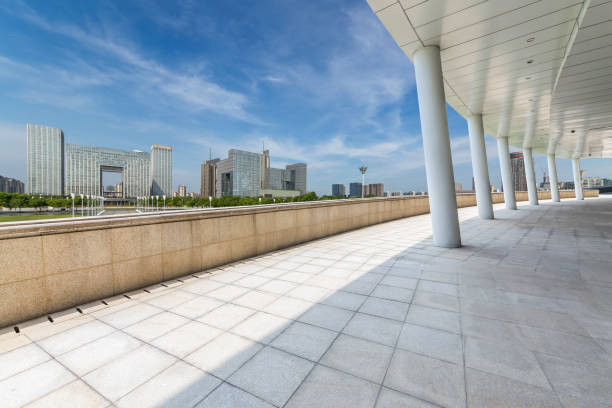 istock Panoramic skyline and buildings with empty concrete square floor 846715166