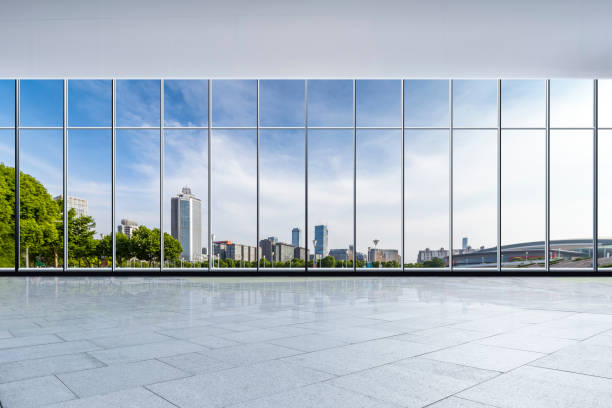 istock Panoramic skyline and buildings from glass window 846718640